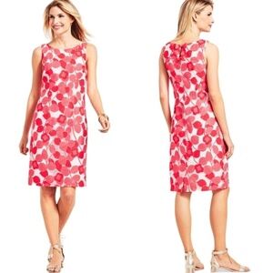 TALBOTS Floral Lace Sheath Dress Cotton Blend Lace over White Lining US Sz 8